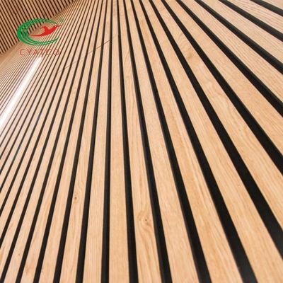 Odorless Durable Acoustic Wood Slats , Fire Retardant Fluted Wood Panels
