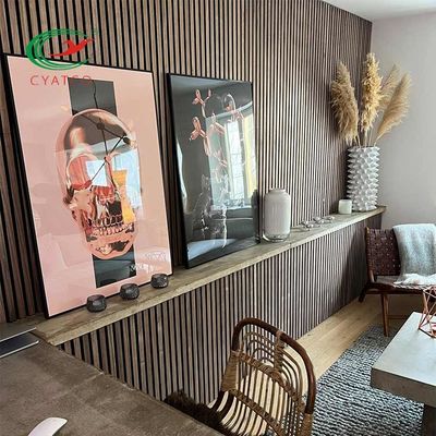 Odorless Durable Acoustic Wood Slats , Fire Retardant Fluted Wood Panels