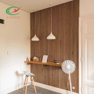 Odorless Durable Acoustic Wood Slats , Fire Retardant Fluted Wood Panels