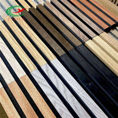 Nontoxic Mildewproof Acoustic Slat Wall , Heat Insulated Wooden Slatted Panel