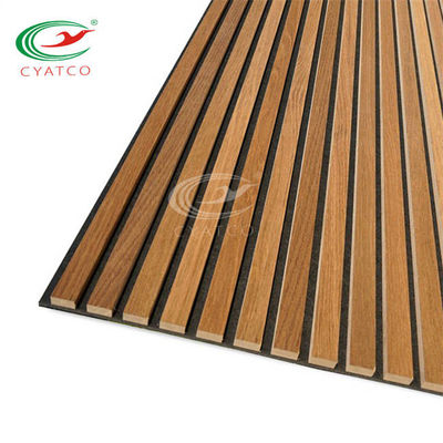 Odorless Fireproof Sound Panels For Walls , Nontoxic Grooved Wooden Acoustic Panels