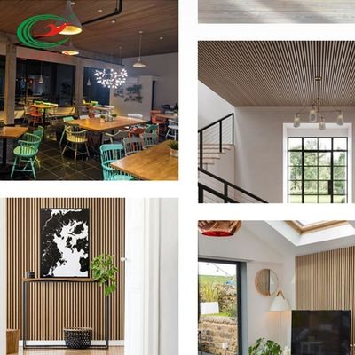 Fireproof Nontoxic Interior Timber Slat Wall , Multipurpose Wooden Acoustic Panel