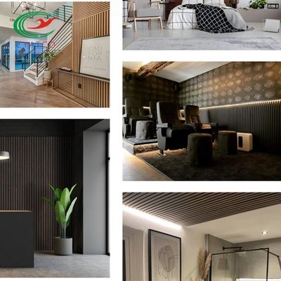 Fireproof Nontoxic Interior Timber Slat Wall , Multipurpose Wooden Acoustic Panel