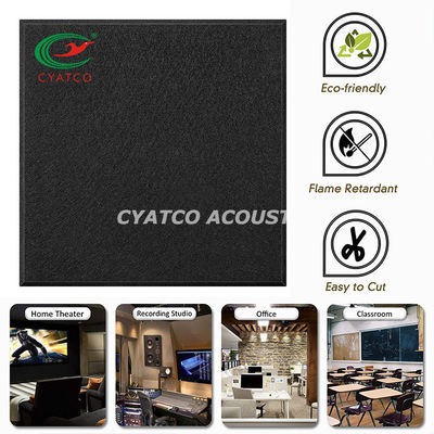 Control Reverb Felt Wall Panels Odorless  9mm Black Polyeater Fiber Acoustic Panels